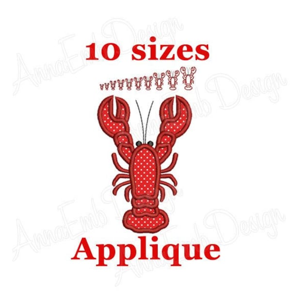 Lobster Applique Embroidery design. Lobster mini Embroidery. Lobster design. Machine Embroidery Design. Crawfish Applique Embroidery design