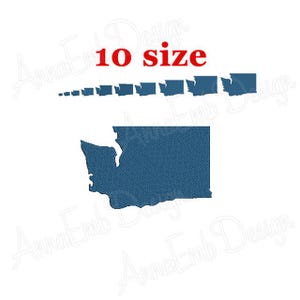 Washington Stickdatei. US Bundesstaat Washington Design. Maschinenstickerei. Washingtoner Füllstich.  Washington Mini. Washington Silhouette