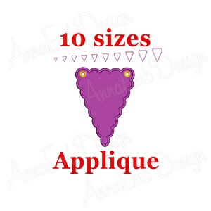 Scallop Triangle Banner Embroidery Design. Triangle Applique Embroidery Design. Basic Shape. Banner In The Hoop. Party Banner.