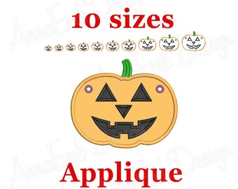 Broderidesign med applikation för Jack O'Lantern-banderoll (nedladdning direkt)