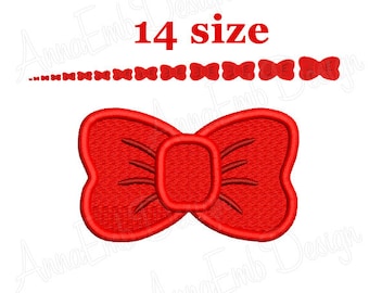 Bow embroidery design. Bow mini embroidery design. Machine embroidery design. Bow fill stitch design. Girl bow embroidery design.