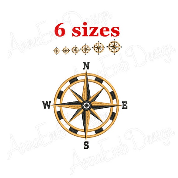 Compass Embroidery design. Nautical Compass. Compass Symbol. Mini Compass Embroidery design. Machine embroidery design.