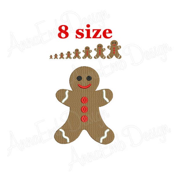 Motif de broderie de l’homme de pain d’épice. Mini broderie Gingerbread Man Noël Design. Motif de broderie machine.