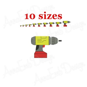 Power Drill Embroidery Design. Tools Embroidery. Power Drill Silhouette. Drill Mini design. Machine Embroidery Design.