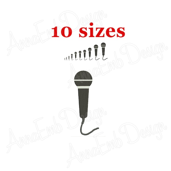 Microphone embroidery design. Machine embroidery design. Microphone Silhouette. Microphone mini. Microphone design. Music embroidery.