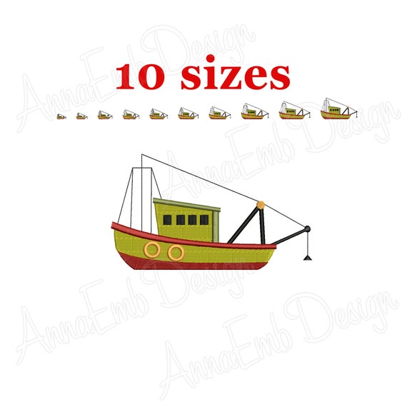 Fishing Boat embroidery design. Boat mini. Boat Silhouette. Boat Fill  Design. Nautical Embroidery Design. Machine embroidery design.