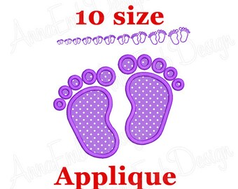 Baby Feet applique Embroidery Design. Machine Embroidery Design. Mini Baby Feet Design. Newborn Baby Footprint. Baby Feet Embroidery Design
