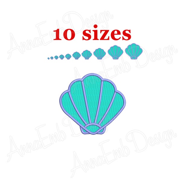 Disegno ricamo Sea Shell. Mini ricamo Sea Shell. Sea Shell Silhouette. Ricamo macchina. Design Sea Shell. Conchiglia Shell riempito stich.