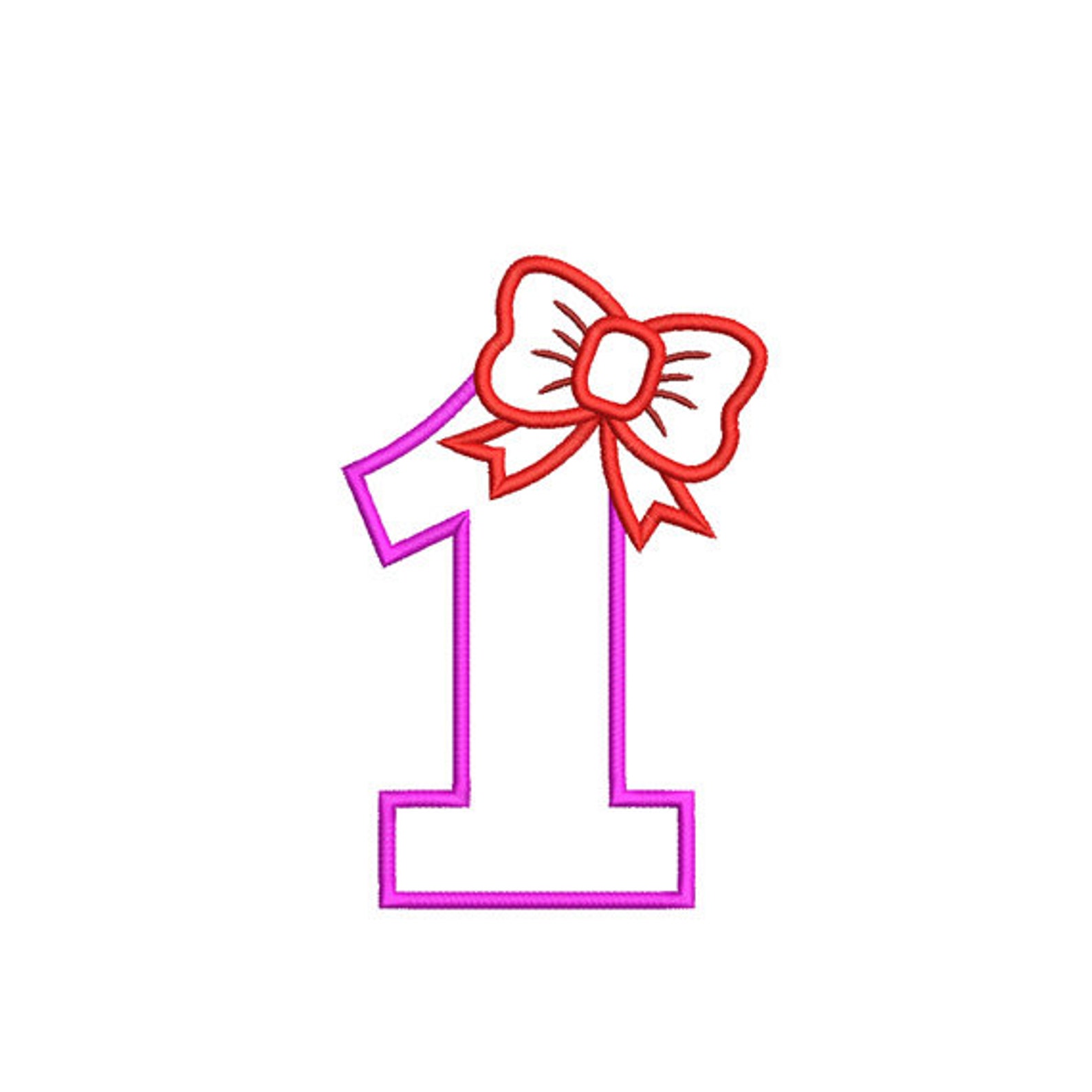 Bow With Number 1 Applique Machine Embroidery Design. Number 1 - Etsy