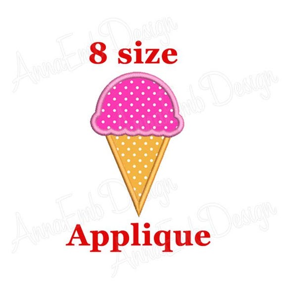 Ice Cream Cone Applique Design. Ice cream embroidery Design. Ice cream cone design. Mini Ice Cream Design. Machine Embroidery Design.