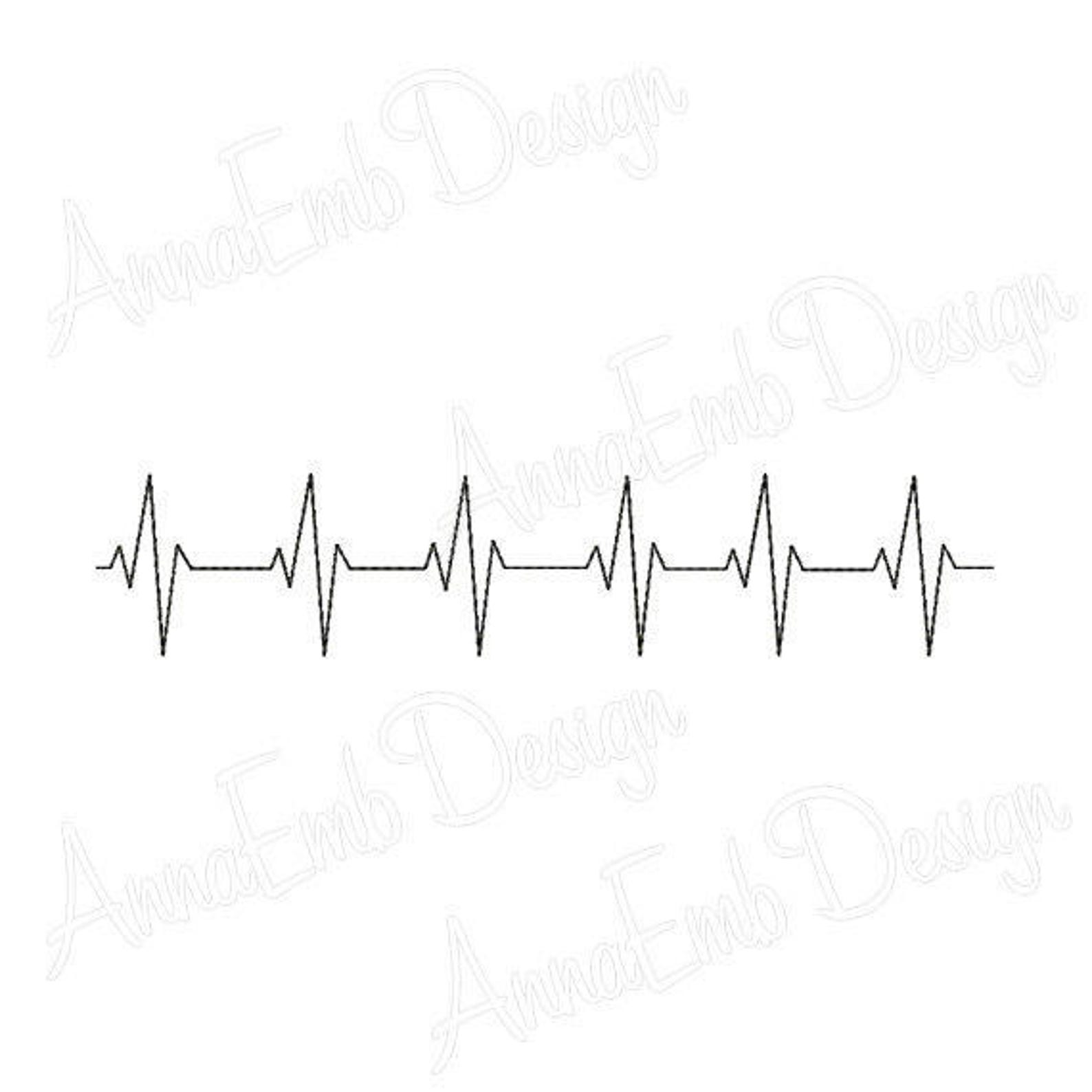 Heartbeat Embroidery Design. EKG Embroidery Design. Machine Etsy