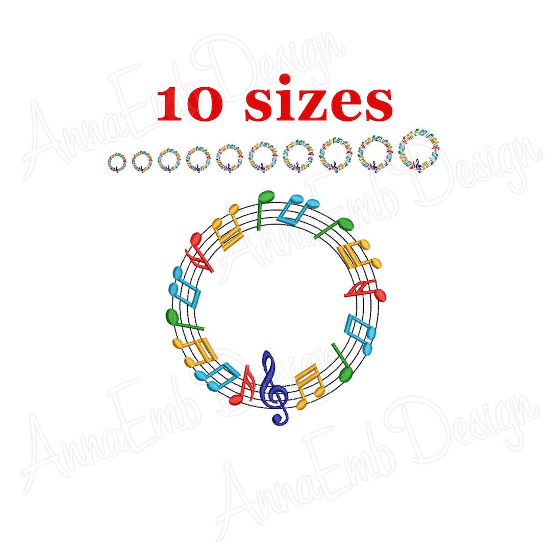 Music Note Embroidery Design Wreath Monogram Border Embroidery Machine ...