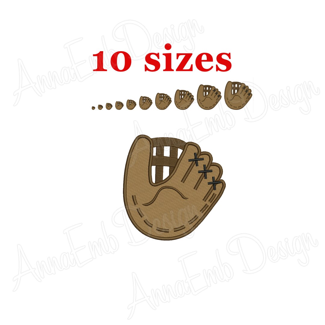 Baseball Glove Embroidery Design. Baseball Mitt Embroidery Design