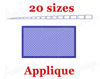 Design de bordado de apliques retangulares. Aplique de monograma retangular. Mini bordado retangular. Desenho de bordado retangular. Forma Básica.