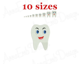 Tooth Embroidery Design, Mini Fill Stitch (Instant Download)