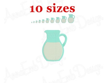 Broderidesign av kanna. Broderidesign av glaskaffekanna. Mini kaffekanna. Broderidesign av kök. Maskinbroderidesign.