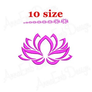 Lotus Flower Stickdatei. Stickdatei für die Stickmaschine. Mini Lotus. Lotus-Silhouette. Yoga Stickdatei. Füllstich Lotus.