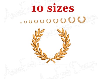 Laurel Wreath Embroidery Design. Laurel Wreath Silhouette Embroidery. Laurel Wreath Design. Mini Laurel Wreath. Machine embroidery design.