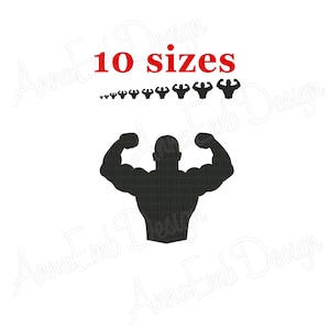 Bodybuilder Embroidery Design. Bodybuilder Silhouette. Cross fit Design. Mini sport. Machine embroidery design. Bodybuilding Embroidery