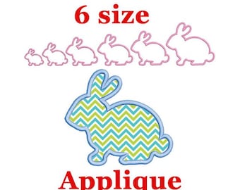 Bunny Applique Embroidery Design, Easter Rabbit Silhouette (Instant Download)