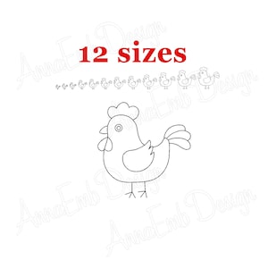 Hahn Stickdatei, Stickmuster: Silhouette Huhn (Instant Download)
