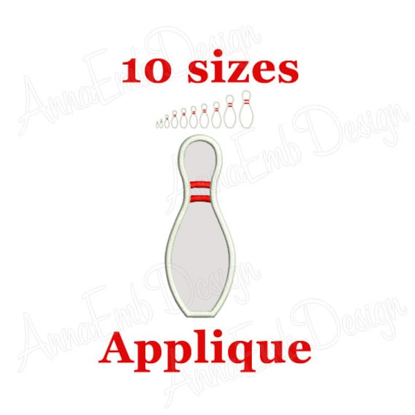 Bowling Pin Applique Design de broderie. Design.Mini de broderie bowling Pin Bowling Pin broderie Design. Motif de broderie machine.