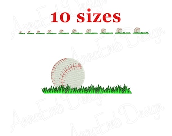 Baseball sull'erba. Disegno per ricamo di baseball. Mini palla da baseball. Disegno per ricamo a macchina. Ricamo sportivo (Download immediato)