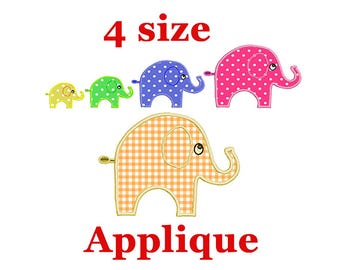 Diseño de bordado de aplique de elefante (descarga digital)