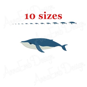 Whale Embroidery Design. Mini Whale. Machine embroidery design. Animal embroidery. Blue Whale