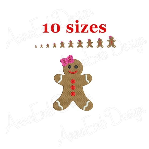 Gingerbread Girl embroidery design. Mini Gingerbread Girl. Christmas embroidery Design. Gingerbread woman. Machine embroidery design.