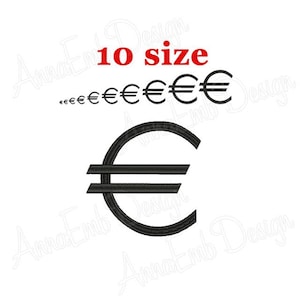 Euro Embroidery Design. Mini Euro Design. Euro Sign embroidery. Euro Symbol embroidery. Euro Silhouette. Machine embroidery design