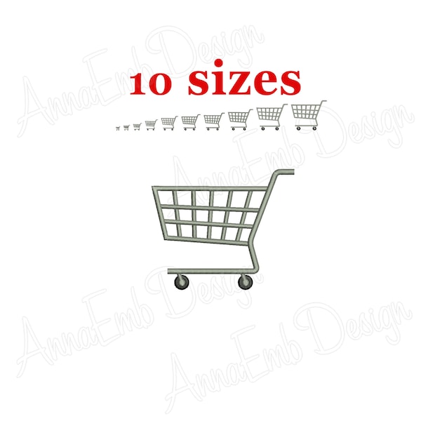 Shopping Cart Embroidery Design. Shopping Cart Mini Embroidery. Machine Embroidery Design. Shopping Cart Silhouette. Grocery cart.
