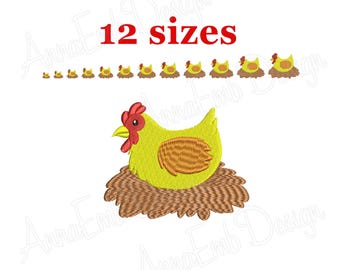 Disegno per ricamo di gallina. Silhouette di gallina. Mini gallina ricamata. Disegno per ricamo di gallina. Motivo di gallina. Disegno per ricamo a macchina. Ricamo agricolo.