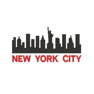Disegno per ricamo di New York City. Silhouette di New York. New York City. Ricamo a macchina. Disegno per ricamo di New York.