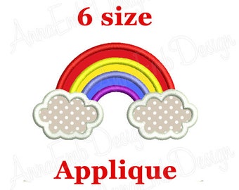 Rainbow Applique Embroidery Design. Machine Embroidery Design. Rainbow and Clouds Embroidery Design. Mini Rainbow Embroidery Design.