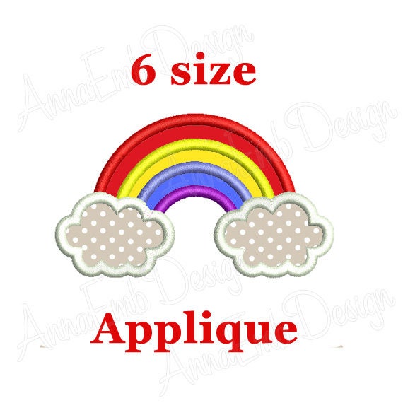 Rainbow Applique Embroidery Design. Machine Embroidery Design. Etsy