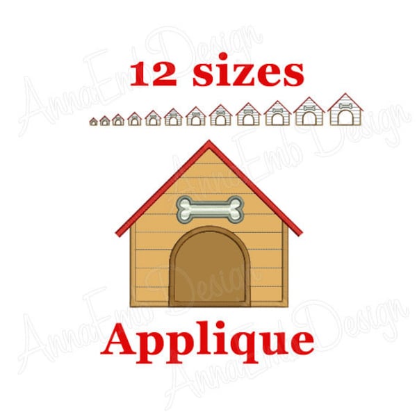 Dog house Applique embroidery design. Dog house embroidery design. Monogram Dog House. Machine embroidery Design. Mini Dog House.