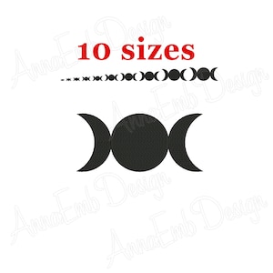 Mond Stickdatei. Mond Silhouette Stickdatei. Mond Design. Mini Mond. Mondphasen. Mondphasen. Stickdatei Maschinenstickerei.