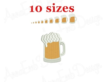 Könnte beinhalten: Stickdatei einer Bierkrüge mit Schaum oben drauf. Das Design ist in 10 verschiedenen Größen erhältlich.