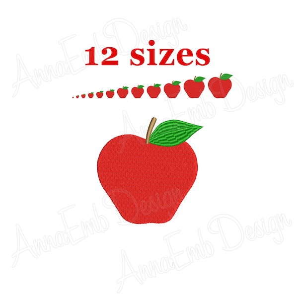 Apple embroidery design. Apple mini Embroidery. Fruit embroidery design. Back to School. Teacher design. Machine embroidery.