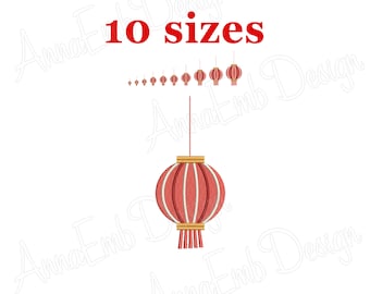 Diseño de bordado de farolillo chino, puntada de relleno (descarga instantánea)
