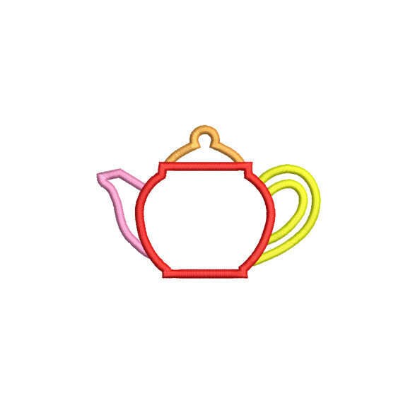 Teapot Applique Embroidery Design. Teapot Embroidery Design. Etsy