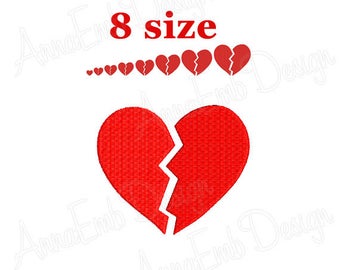 Broken Heart Embroidery design. Mini heart Embroidery design. Love design. Heart shapes. Valentines day. Machine Embroidery Design.