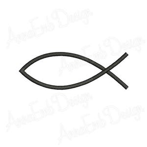 Jesus-Fisch-Stickerei-Design. Christian Fisch-Symbol. Ichthys-Christian Fisch-Symbol. Mini Christian Fisch. Volle Stich Jesus Fisch Religion Bild 2