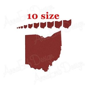 Ohio Embroidery Design. Ohio Country. Machine Embroidery. Ohio Filled Stitch. Ohio Design. Ohio Mini Silhouette. Ohio state Design.