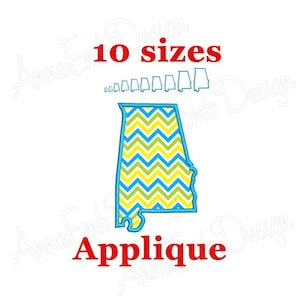 Alabama Applikation Stickdatei. Alabama Zustand. Alabama Stickerei. Maschinenstickerei. Alabama Design. Alabama Mini.