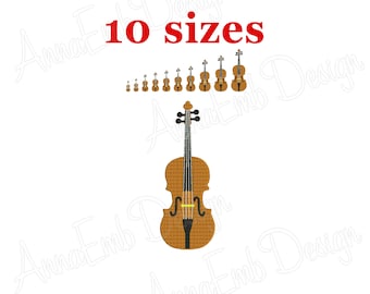 May include: A set of 10 embroidery designs of a violin in various sizes. The designs are perfect for creating personalized projects, such as clothing, home decor, and gifts.