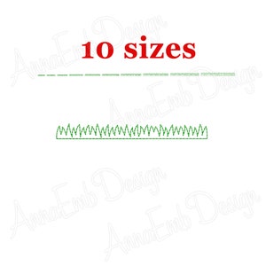 May include: A green grass border embroidery design with the text "10 sizes" in red.