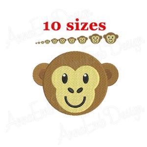 Monkey Face Embroidery Design (Instant Download)