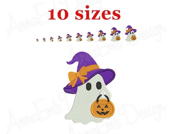 Broderidesign för spöken, pumpa ansikte Halloween (direkt nedladdning)